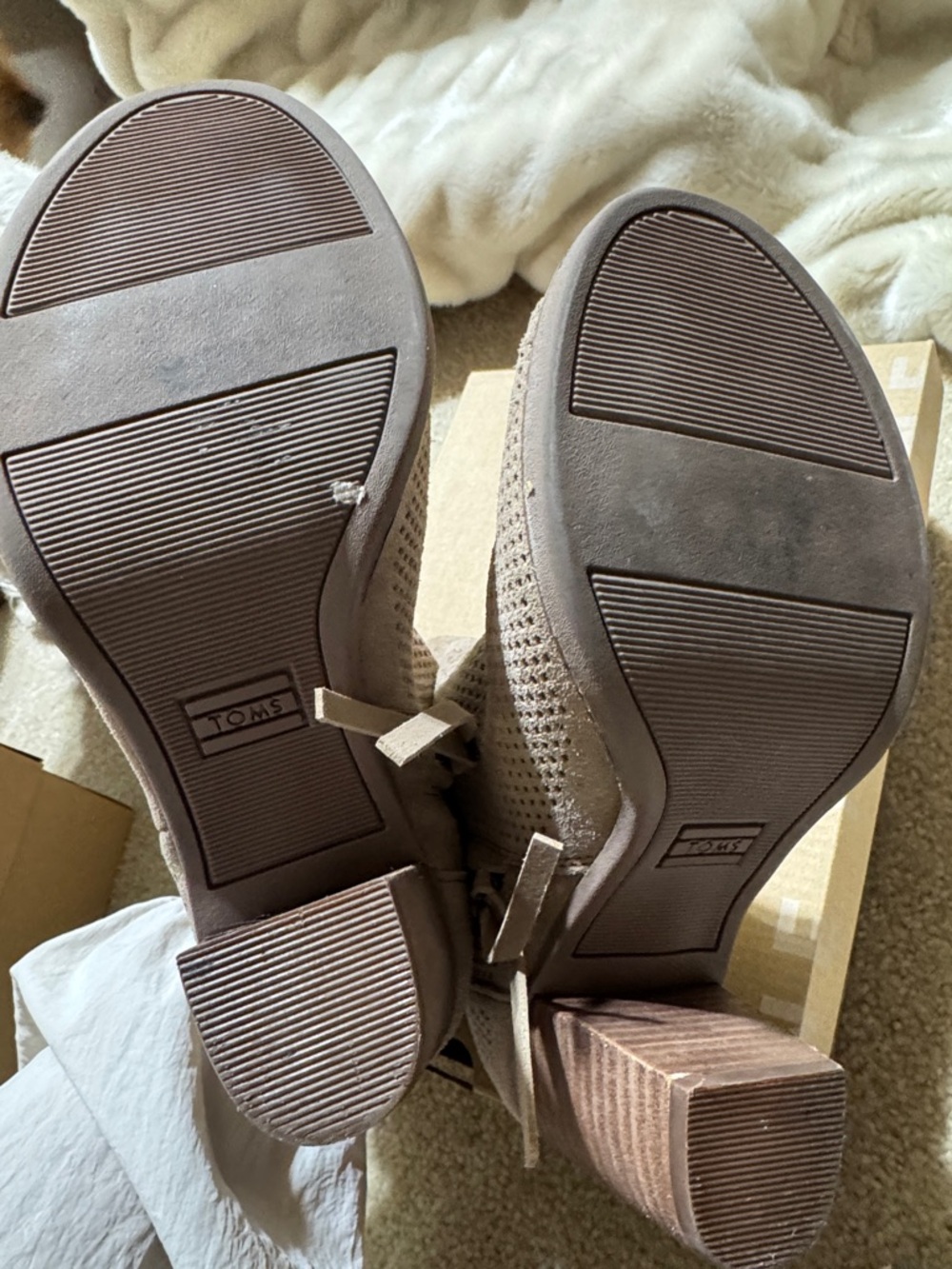Toms Taupe Perforated Peep-Toe Ankle Booties - Picture 5 of 5